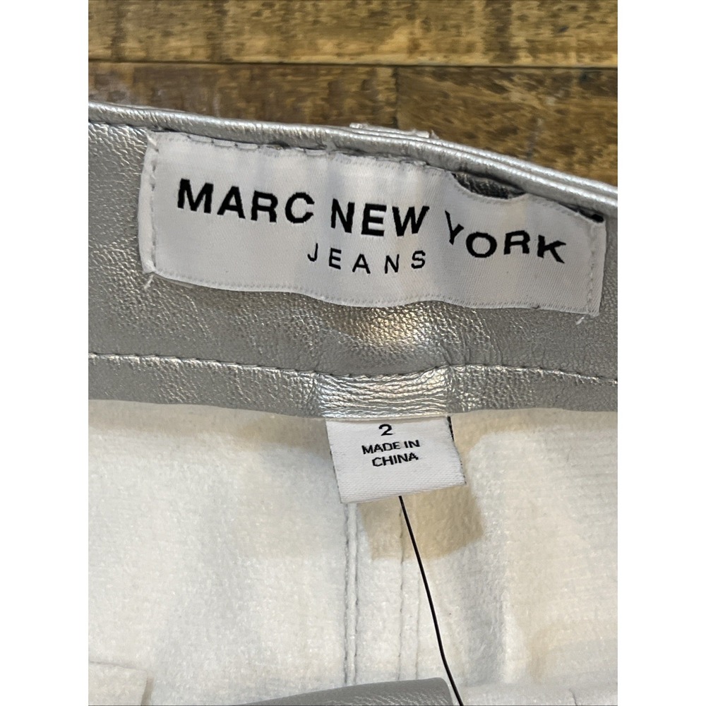 Marc New York Womens Skirt Size 2 Silver Metallic Front Zipper Pockets Mini - Picture 7 of 11